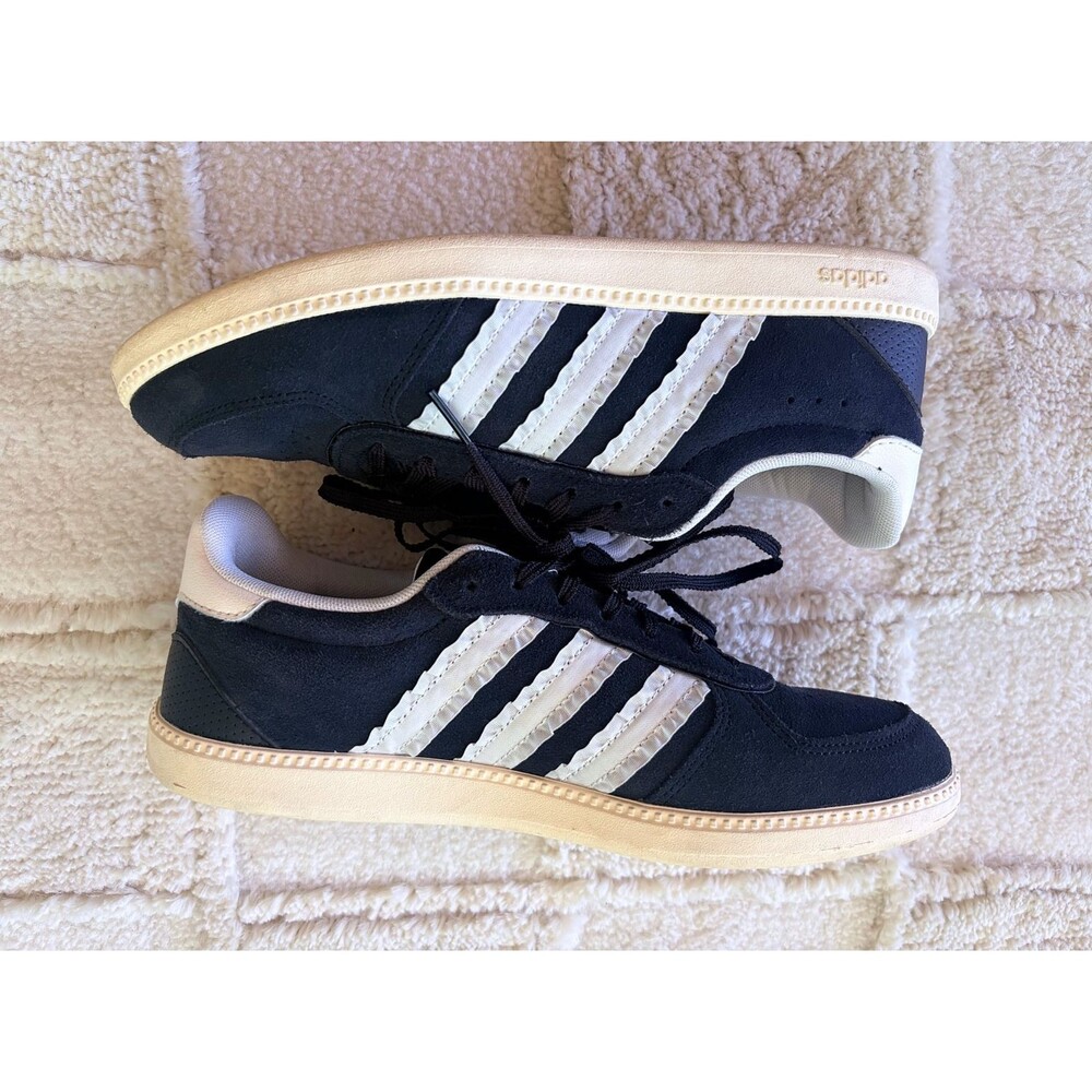 Adidas Breaknet Sleek Suede Sneaker Womens 7.5 Black White Grosgrain Gum Sole
